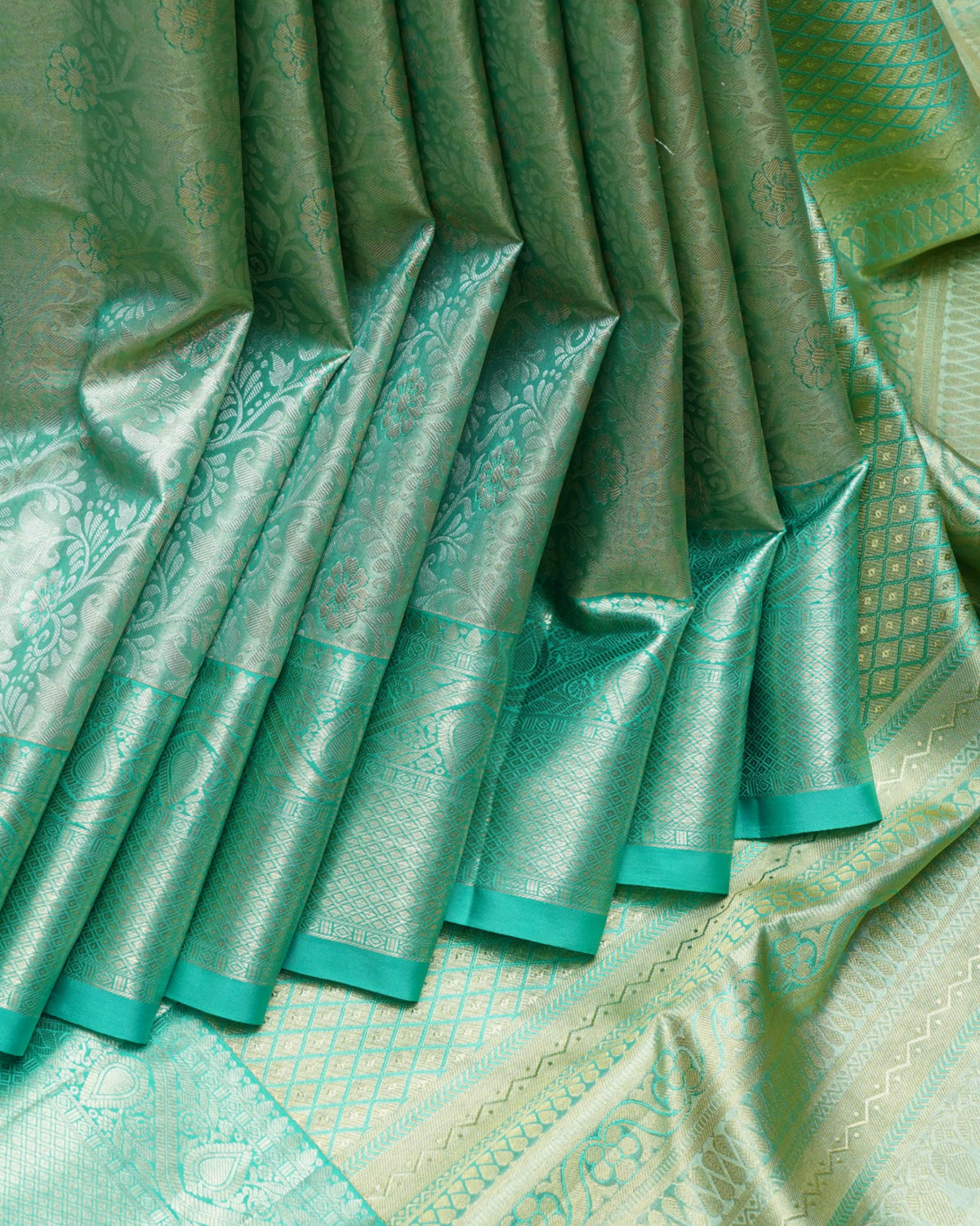 Turquoise Tissue Silk Saree