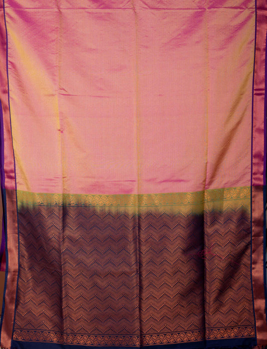 Golden Pink Vairaoosi Soft Silk Saree