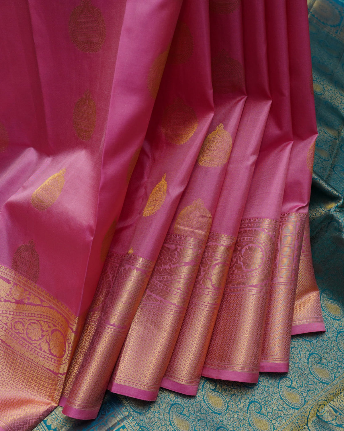 Pink and Blue Combination Saree