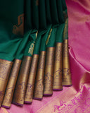 Bottle Green Colour Saree