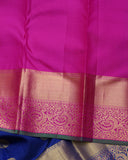 Navy Blue and Pink Silk Saree