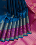 Peacock Blue Saree with Pink Blouse