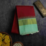 Maroon Silk Saree With Green Blouse