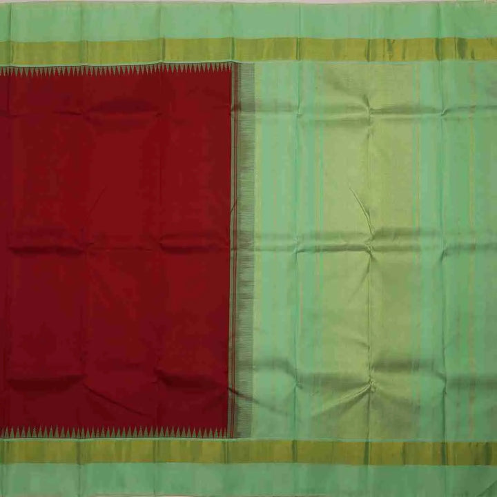 Maroon Silk Saree With Green Blouse