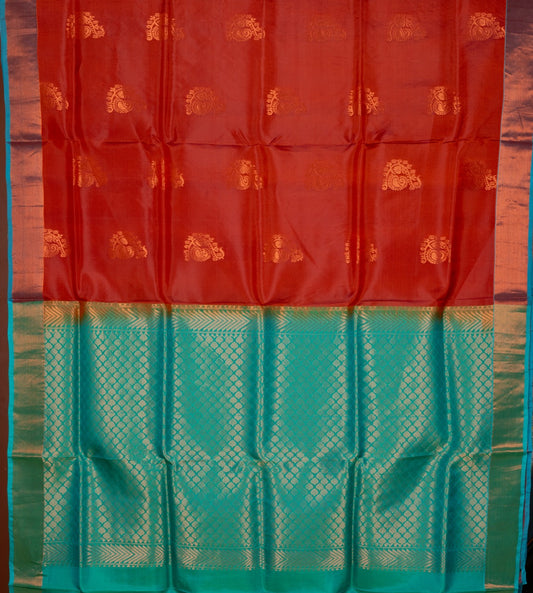 Terracotta Brown Pure Touch Silk Saree
