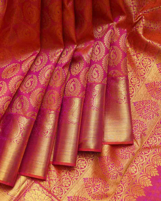 Pink Brocade Kanjivaram Silk Saree