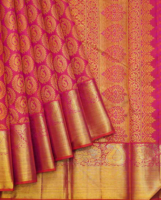 Pink Brocade Kanjivaram Silk Saree