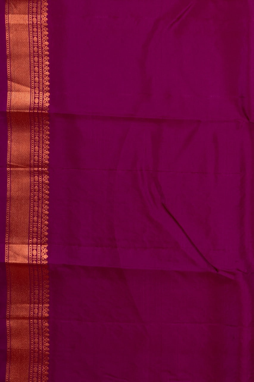 Pastel Green and Violet Pure Touch Silk Saree