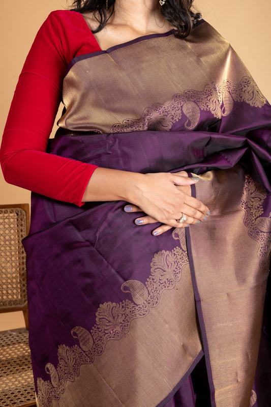 Purple turning silk saree