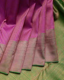 Pink and Green Pure Silk Saree