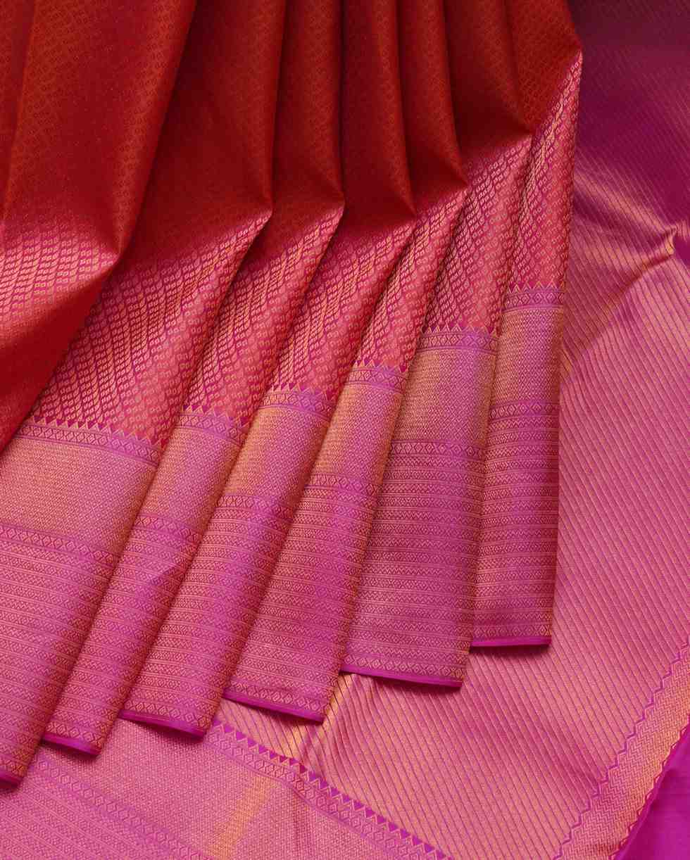 Orange and Pink Pattu Saree