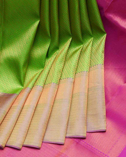 Double Tone Green and Pink Silk Saree