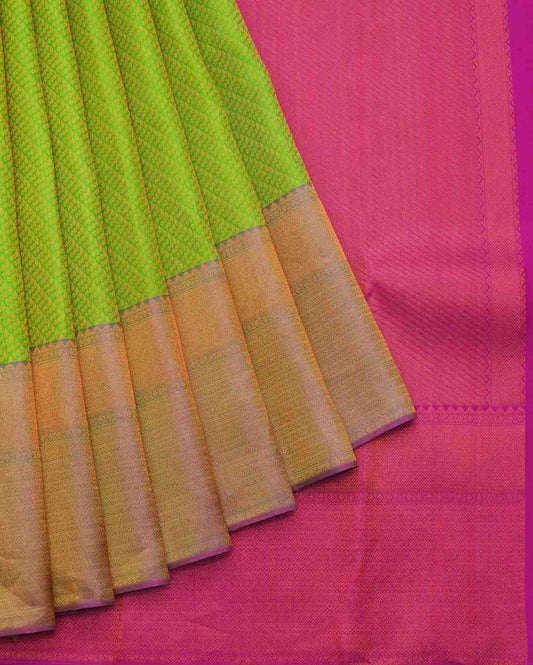 Double Tone Green and Pink Silk Saree