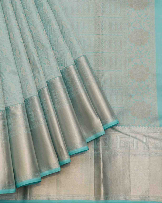 Arctic Blue Kanjivaram Silk Saree