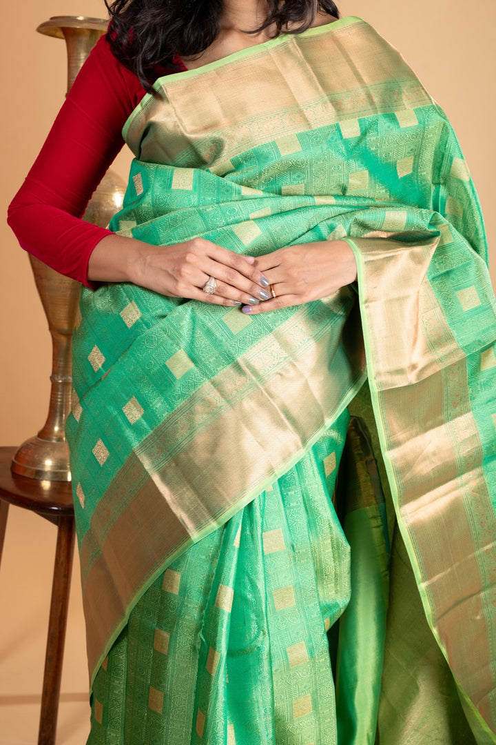 Dual tone green silk saree