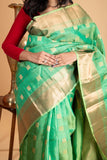 Dual tone green silk saree