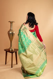 Dual tone green silk saree