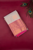 Grey And Pink Semi Silk Saree