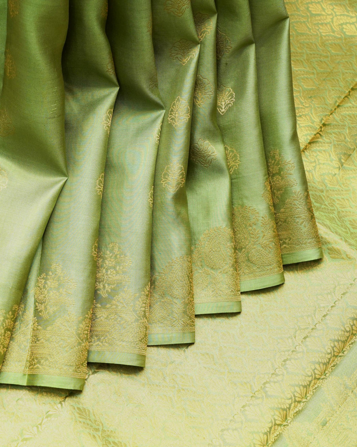 Sage Green Borderless Silk Saree