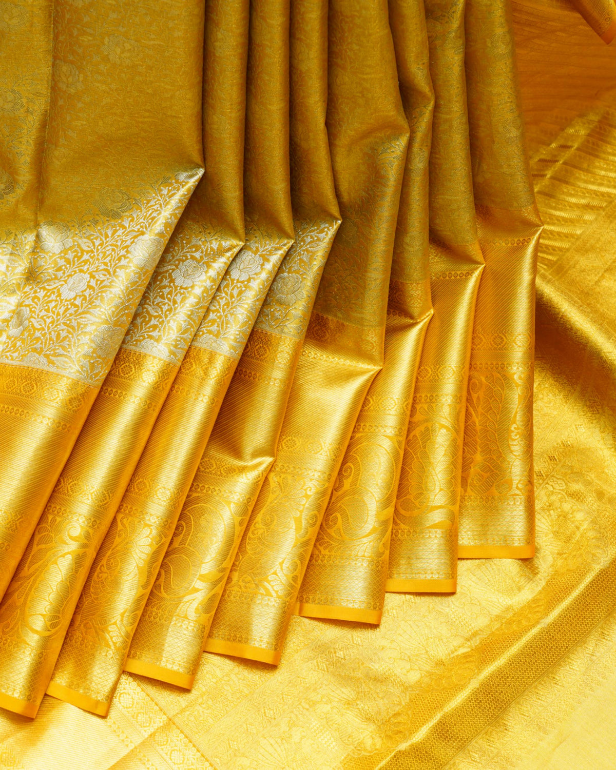 Gold pure silk saree