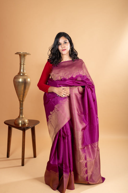 Brinjal purple silk saree
