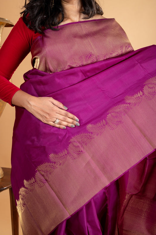 Brinjal purple silk saree