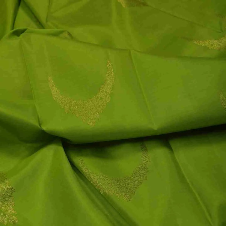 Parrot Green Silk Saree with Pink Blouse