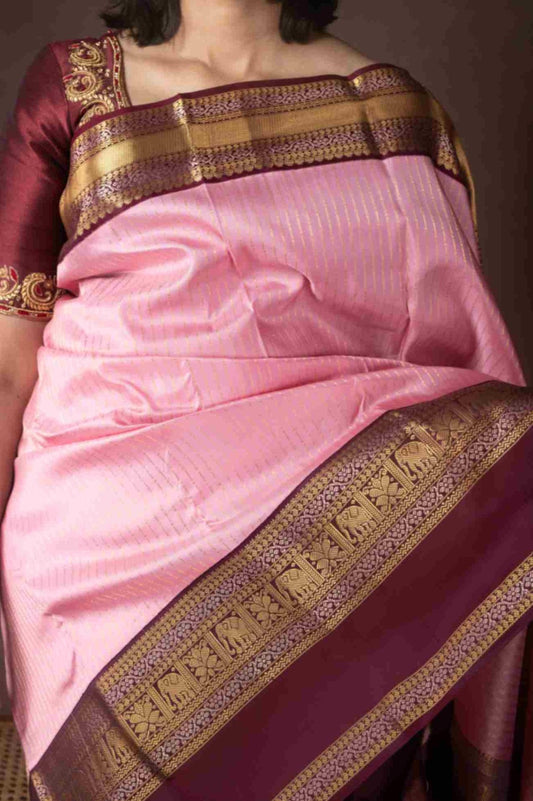 Blush  pure silk saree