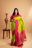 Light green and pink soft silk saree