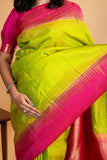 Light green and pink soft silk saree