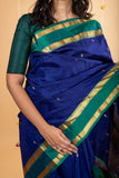 Blue and Green Retta Pettu Pure Silk Saree