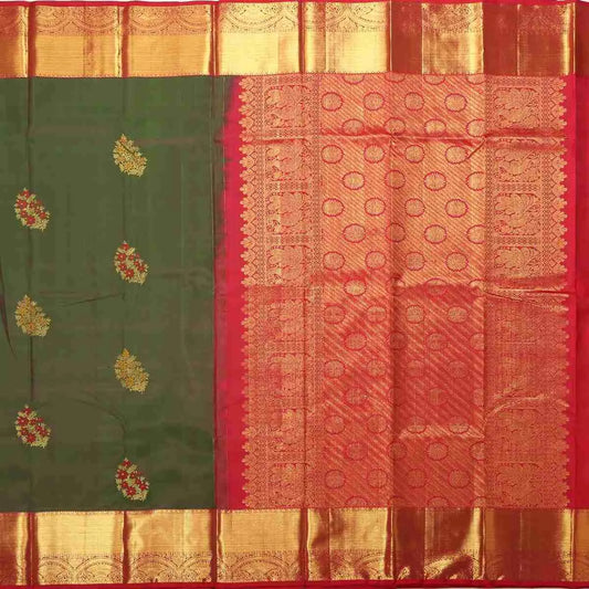 Double Tone Green and Pink Silk Saree