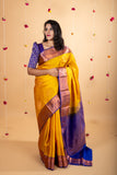 Golden mustard pure silk saree