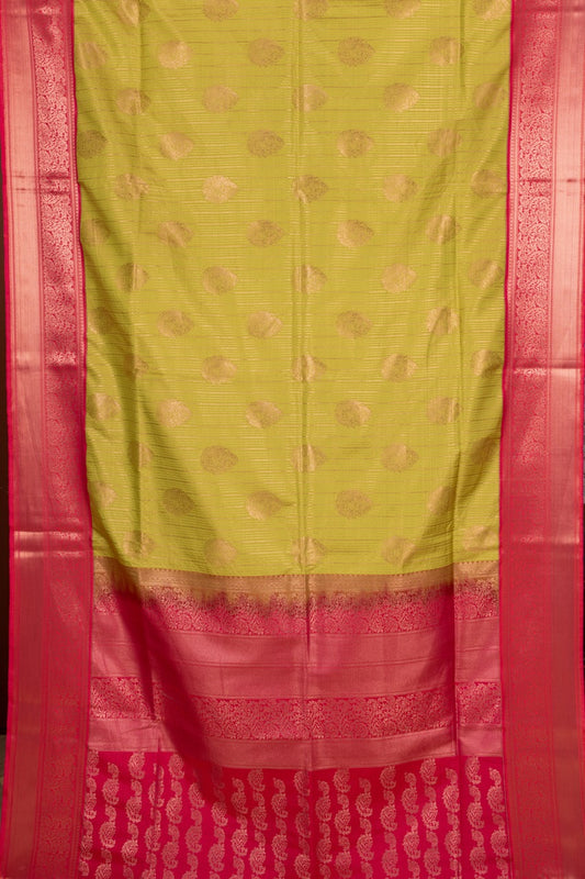 Light Green Brocade Semi Soft Silk Saree