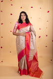 Beige soft silk saree