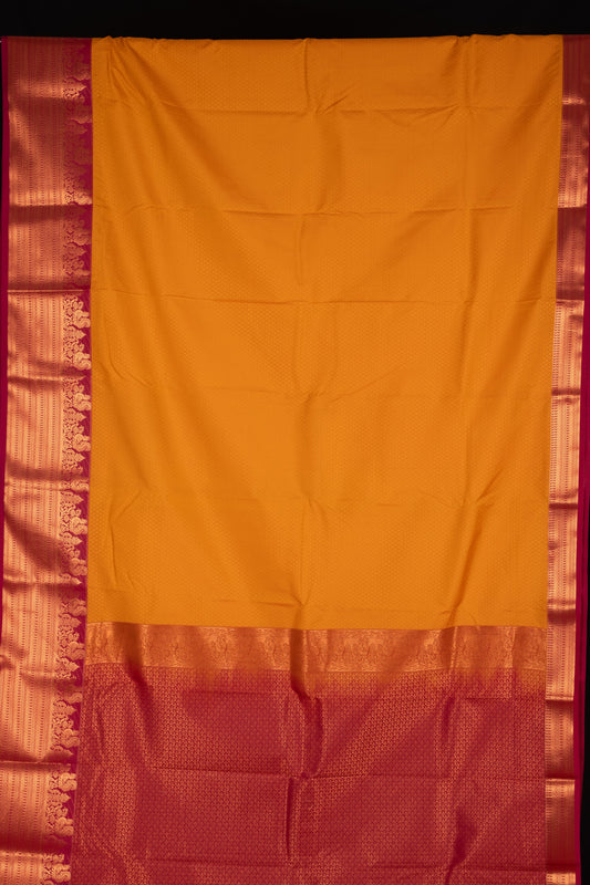 Mango yellow and pink semi silk saree
