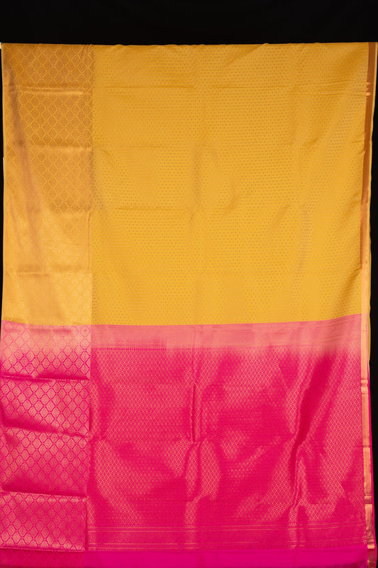 Golden Yellow designer semi silk saree