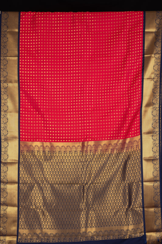 Red and blue semi silk saree