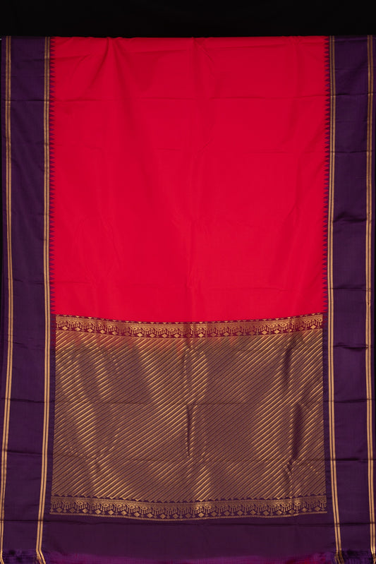 Red and purple soft silk saree