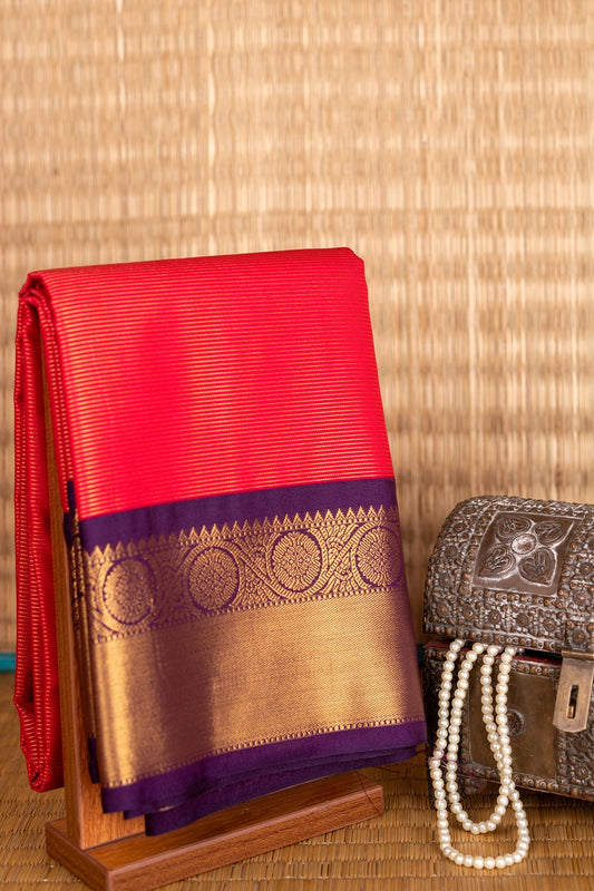 Red purple semi silk saree