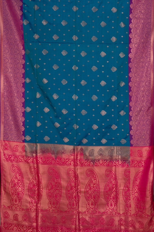 Peacock Blue Designer Semi Soft Silk Saree