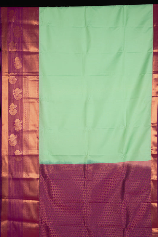 Green and purple semi silk saree