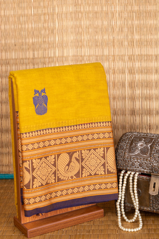 Green Thread Weave Kanchi Cotton Saree