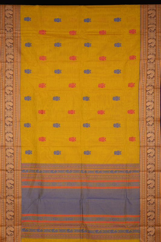 Green Thread Weave Kanchi Cotton Saree