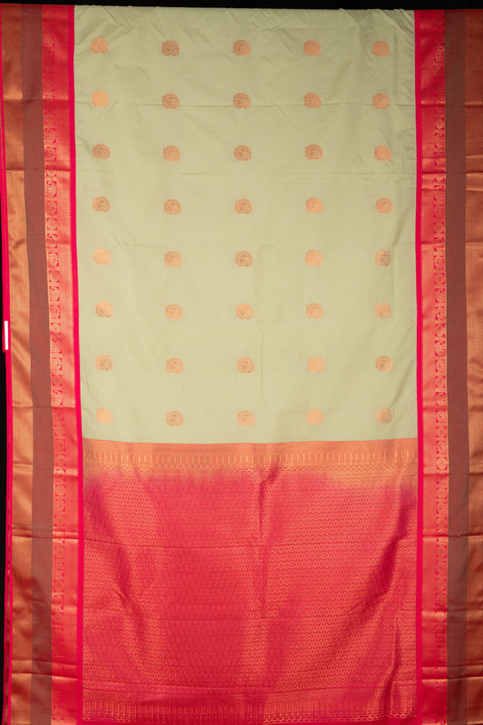 Pastel Pista Green Semi Silk Saree