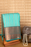 Dual tone aqua green semi silk saree