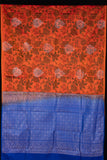 Mango orange semi soft silk saree