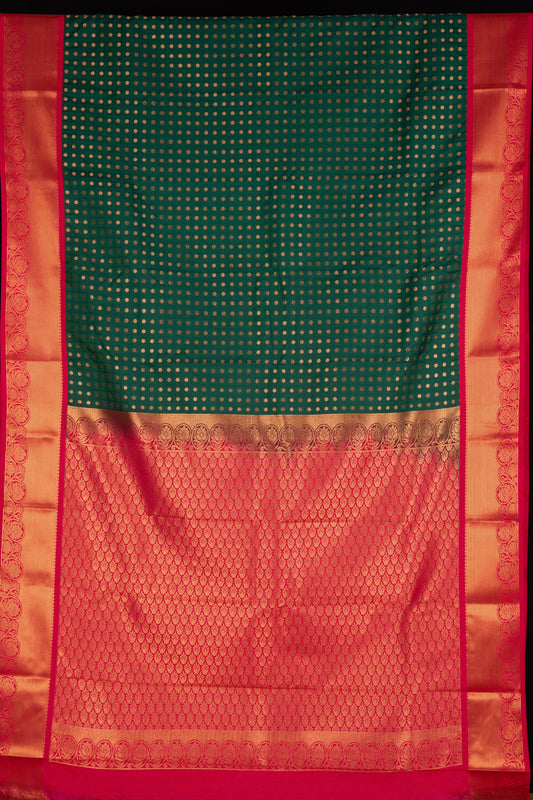 Green And Pink Designer Semi Silk Saree