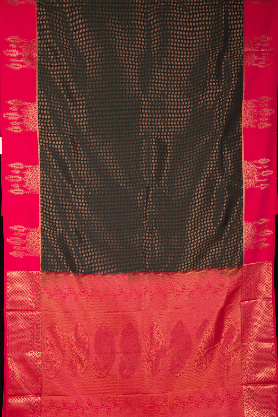 Green brocade semi soft silk saree