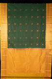 Mustard And Green Brocade Semi Silk Saree